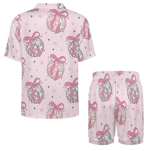 Image of Women Pajamas Shorts Sets Wild West Rodeo Cowboys PJs 2 Piece Button Down Shirt Lounge Pants Set
