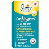 Swiss Natural ChoLessterol with Vegapure | Clinically Proven to Lower LDL Cholesterol & Improves Heart Health | Plant Sterol Esters | 50 Soft Gel Capsules | 650 mg