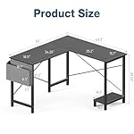 OLIXIS L Shaped Desk, 50-Inch Office Computer Gaming Desks Corner PC Table with Side Bag and Reversible Shelf for Home Work Study Writing Black - Image 3