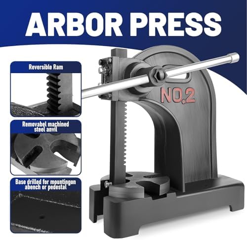 3 Ton Arbor Press - Heavy-Duty Cast Iron Manual Tool for Stamping, Bending & Forming, 12" Maximum Height, Ideal for DIY & Professional Metalworking Applications