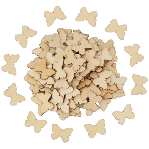DLUSZERT 300 Stück Holz Schmetterling Scheiben zum Basteln,...