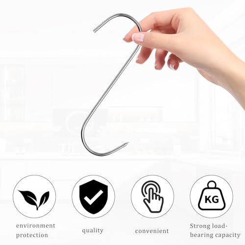 Kapokr 40 Stück Fleischerhaken S Haken Edelstahl 13cm Fleischhaken S-Haken Räucherhaken für die Fleischverarbeitung Metallhaken für Badezimmer, Schlafzimmer, Büro, Küche, Geschäft