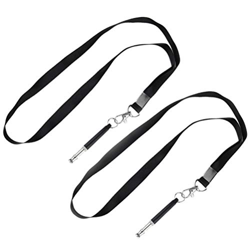 POPETPOP 2 peças/pacote portátil preto portativo durável apito para cães com cordão gratuito para co