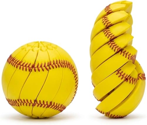 Softball Fidget Ball Toy 3D Printed Twisty Fidget Egg Stress Relief Desk Fidget Relieve Anxiety Fidget Ball Sensory Puzzle Easter Basket Stuffers and Desk Toy for Teens Kids Adults (Softball)