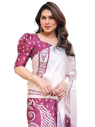 Image of ALMAARI FASHION Women's Floral Printed Georgette Satin Saree with Unstitched Blouse Piece | Traditional Ethnic Wear Sarees | Soft Lightweight Ethnic Office Wear Daily Wear Indian Sari (SG 181-190 SH)
