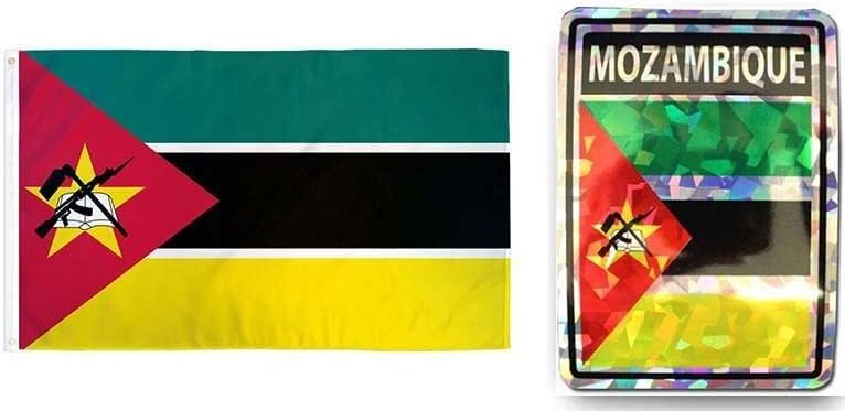 Deluxe Combo Set Mozambique Country 3x5 3x5 Flag and 3"x4" Decal by Lumaglow