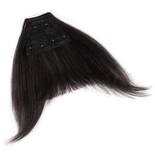 Uamy Hair Yaki Straight Bangs Hair Clips In Extensions Natural Black Flat Neat Bangs Hair Extension With Temples Hairpieces For Women Hand Made Synthetic Kinky Straight Bangs With 2 Bb Clips In thumb #3
