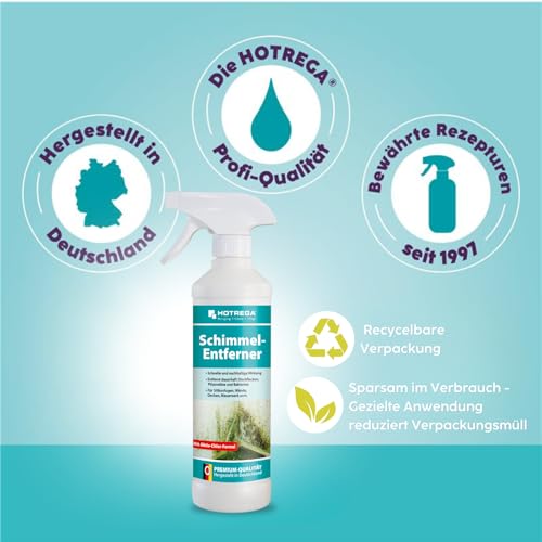 HOTREGA Schimmelentferner 500 ml | Chlorreiniger gegen Pilze, Stockflecken und Bakterien | Ideal für Bad, Küche & Silikonfugen | Beugt Neubefall vor-6