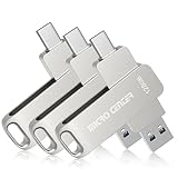 Micro Center SuperSpeed 128GB 3 Pack USB 3.2 Gen 1 Dual Drive Type-C & OTG Type-A 2-in-1 up to 200MB/s Swivel Metal Flash Drive Memory Storage Stick for Android Phones Tablets Mac Laptop