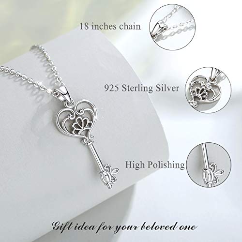 Eudora Sterling Silver Necklace V&A Bless Key Of Happiness Pendant 18 Inch, Gift To Friends, Girlfriend #TOP3