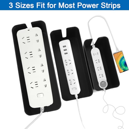 ZOFUN 3 Stück Kabelbox Kabelmanagement Box, 3-Size-Kabel-Hider-Box Kabel-Organizer-Box, Kabelkasten zum Verstauen von Steckdosenleisten Ladeadaptern Kabel Verstecken Schutz Sicherheit (schwarz)