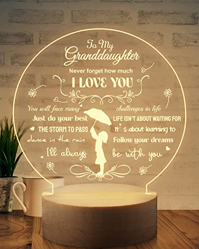 Funnli Granddaughter Gifts From Grandma, Engraved Night Light Birthday Graduation Gifts For Granddaughter, 15Cm*19Cm Night Lamp Anniversary Wedding Birthday Gifts For Granddaughter #TOP2