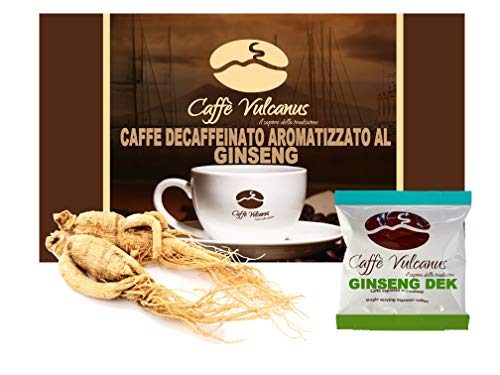 Caffè Vulcanus - 50 cialde ESE44 - Caffè decaffeinato aromatizzato al ginseng