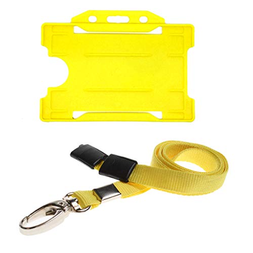 ALG ID Cards® Yellow ID Card Badge Holder - Yellow Lanyard Card Holder - Yellow Lanyard Neck Strap with Metal Clip & Safety Breakaway Release for Pass Holder