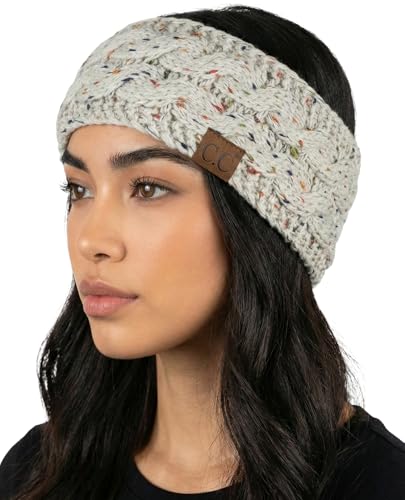 Funky Junque Winter Headbands for Women – Warm Head Wraps, Earmuff Style Ear Warmers, Cozy Headwrap for Running, Womens Outdoors Gear & Accessories - Confetti Oatmeal