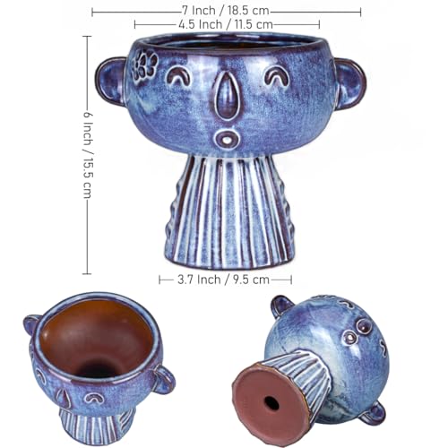 Planter-Ceramic-Cute-Face-Flower-Pot-Head-Indoor-Outdoor-Drainage-Hole-7x5x6-inches-Light-Blue Planter Ceramic Cute Face Flower Pot Head Indoor Outdoor Drainage Hole 7x5x6 inches Light Blue