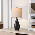 PoKat 20.25'' Table Lamp for Bedroom - Single Bedside Lamp for Night Stand, Small Bedroom Lamp, Modern Night Stand Lamp with Shade, Farmhouse Table Lamp for Living Room, Kids Room, End Table, Black,