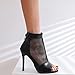 Makmeoyw Fashion Peep Toe Mesh Air Summer Booties Women Gladiator Sandal Open Toe Ankle Boots Lace Stiletto High Heels Black Sandal Size 43