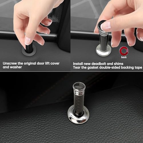 GOOTHX 4 PCS Car Door Lock Knobs, Carbon Fiber Door Lock Pin Cover, Door Lock Bolt Pin Knob Stick Set, Car Interior Accessories Carbon Fiber Auto Door Lock Pin Cover Universal for SUV, Truck, Van