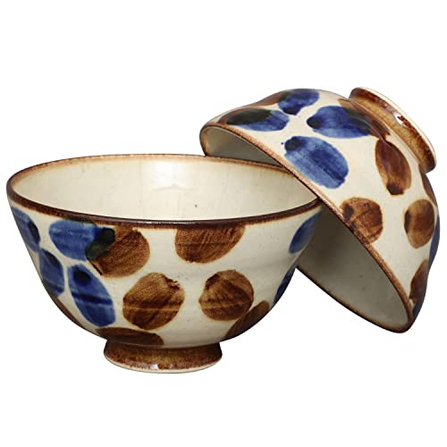 やちむん　ペア飯碗セット（手描き・夫婦茶碗）