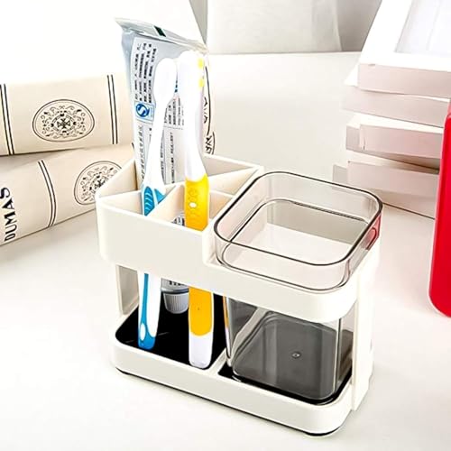 Image of STEFFAN Toothbrush Holder for Bathroom (1 Cup) - Durable Wall Mounted Multipurpose Brush & Toothpaste Holder | Space Saving Bathroom Organizer for Home Use