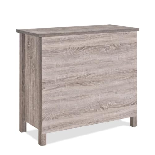 Image of Haven Engineered Wood Storage Cabinet | Farmhouse Sideboard with Double Doors & 3 Shelves | Multi-Purpose Storage Organizer for Living Room, Dining Room & Bedroom | Rustic Grey & White Finish