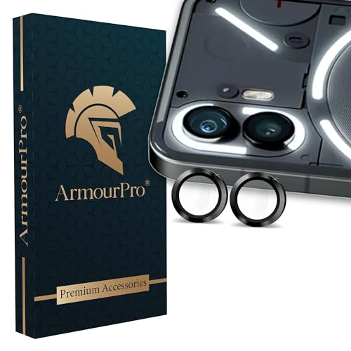 Image of ArmourPro Camera Rings Tempered Glass for Nothing Phone 2, Tough HD Individual Aluminum Alloy Rings 9H Camera Cover, Scratch-Resistant,Camera Lens Protection| Black, 1 Pack