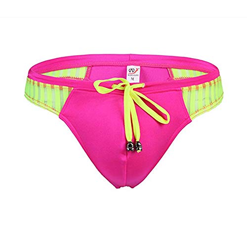 sandbank Men's Sexy Low Rise Mesh Thong Swim Briefs Drawstring Bikini Sport Swimsuit