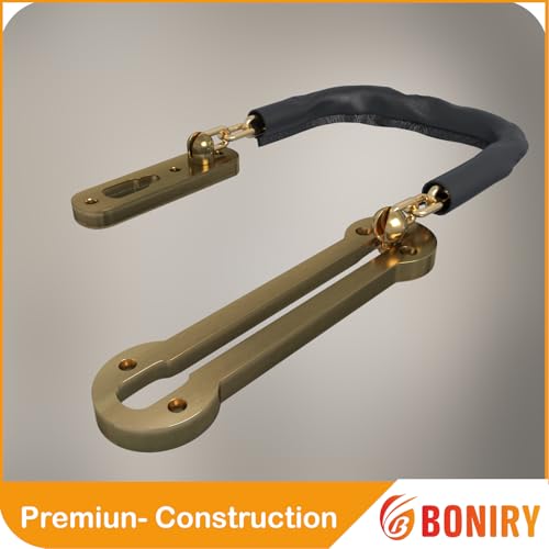 Image of Boniry Heavy Duty Door Chain Lock | Stainless Steel Security Latch for Main Door | Child Safety Guard Chain Lock for Home, Hotel & Office - Brass