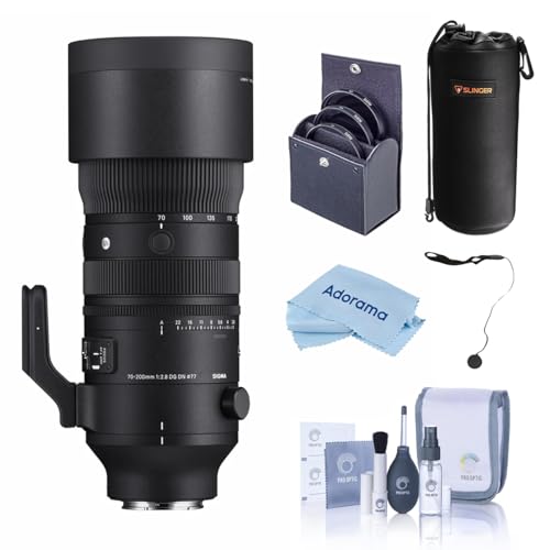 Sigma 70-200mm f/2.8 DG DN OS Sports Lens for Sony E, Bundle with Lens Case, Filter Kit, Lens Cap Tether, Cleaning Kit and Cleaning Cloth