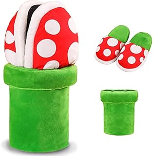 WUOOYOQ Creative Piranha Plants Plush Funny Slippers Loafer with Pot Holder Funny Gifts for Women Mens Teens