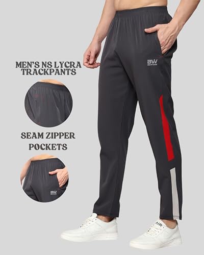 Image of Men's Ns Lycra Spandex Mixx Polyester Sports Trackpants with Both Side Zipper Pockets