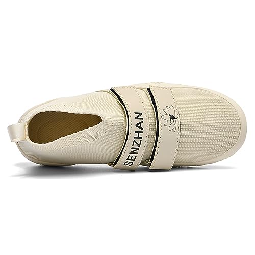 Foto von NGARY Herren -Gewichtheber -Schuhe Professionelle Gewichtheberschuhe Squat Fitness-Fitness-Turnschuhe mit rutschfesten Gummi-Sohle-Innenräumen,Beige,41 EU
