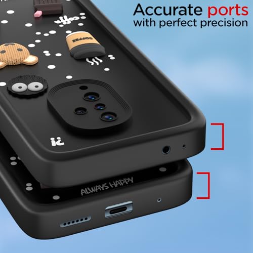 Image of Pikkme Back Cover for Vivo S1 Pro | Cute Fun Cartoon 3D Bear Silicone Full Body Protection Bumper Case (Black)