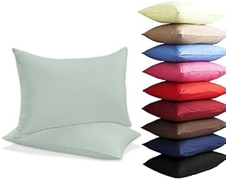 Other NEW 2 x PILLOW CASES HOUSEWIFE PLAIN COVER POLY COTTON BEDROOM PAIR PACK (Sky Blue)