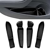 MOTRUM 4 PCS Door Side Storage Box Compatible with 2025 2026 TES-la Model Y Juniper, [Durable & Sturdy] TPE Door Side Pocket Organizer Tray, Front & Rear Side Organizer Tray Protector Liner Black