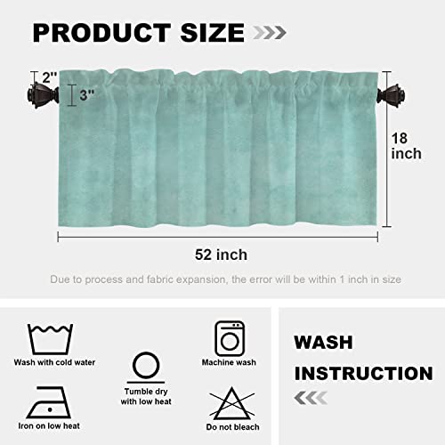 Batmerry Teal Aqua Blue Watercolor Kitchen Valances Half Window Curtain, Blue Aqua Teal Watercolor Paper Colorful Texture Kitchen Valances For Windows Valance For Decor Reducing The Light 52X18 Inch #TOP3