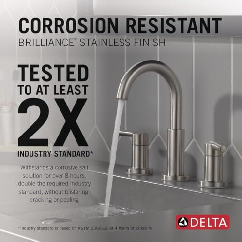 Delta Faucet Nicoli Widespread Bathroom Faucet Brushed Nickel, Bathroom Faucet 3 Hole, Bathroom Sink Faucet, Drain Assembly, Stainless 35749LF-SS thumbnail 2