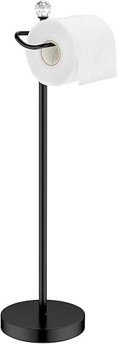 Miniatura 7 de Soporte de papel higiénico (con función de reserva) Soporte de papel higiénico independiente para baño, altura total de 24.4 pulgadas con acabado de