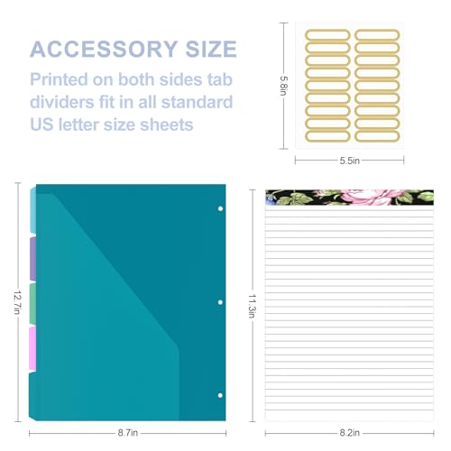 Image of 3 Ring Binder, 0.75 Inch Binder Organizer with 5 Tab Dividers, File Folder Labels, A4 Memo Pad & to Do List Planners for Women, Men, School Supplies and Office Supplies, Flowers