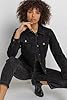 Roman Originals Jean Denim Jacket for Women UK Ladies 100% Cotton Summer Casual Stretch Crop Smart Utility Trucker Biker Fitted Vintage Wash Faded Classic Work Twill - Black - Size 16 #4