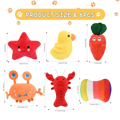 6 Pack Puppy Toys,Dog Squeaky Toys,Small Dogs Interactive Teething Plush Soft Chew Toy,Fruit Vegetable Animals Interacting Pet Teddy Toy - Image 2