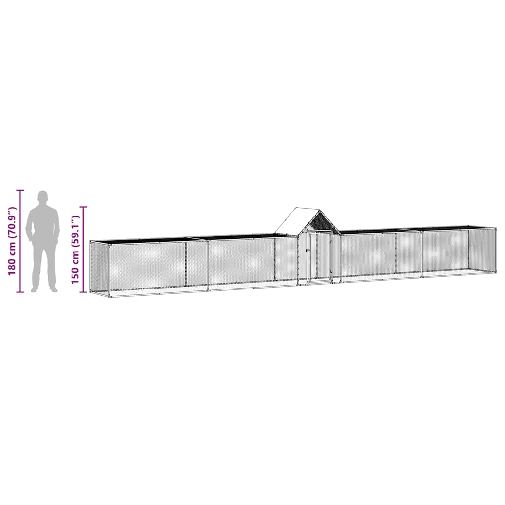 vidaXL Gallinero Exterior Grande Jaula Gallinas Conejos Aves Conejera Metálica Acero Galvanizado Corral Cubierto Metal Tejado Cerradura 9x1x1,5 m