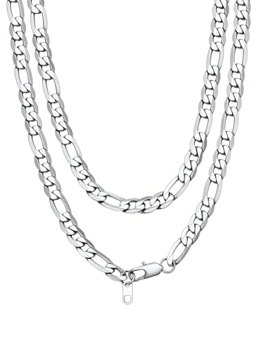Bandmax Figaro Collier Femme Grosse Maille 9mm Chaîne de Cou Acier Inoxydable 46cm