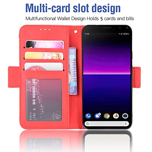 Funda soporte para Sony Xperia 8 estilo libro cuero rojo 2