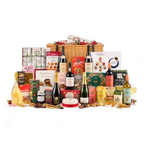 Thornton and France Yuletide Splendour Luxury Food and Drink Hmaper | Luxury Christmas Hamper for Sharing | Champagne Gift Set including Wine, Prosecco & Port | 29 Delicious Items