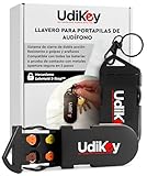 Portapilas para Pilas Audífonos Tipo 10 13 312 con 6 Alojamientos - Llavero UdiKey Metálico con Cierre Seguro y Apertura Rápida