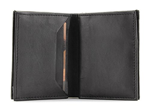 Li Bifold Wallet for Men - Clean stitched genuine Leather Wallet with center flap card pocket, 9 cards, 2 inner slots, and 2 cash compartments - Timeless Design Men's Wallet (Black)2