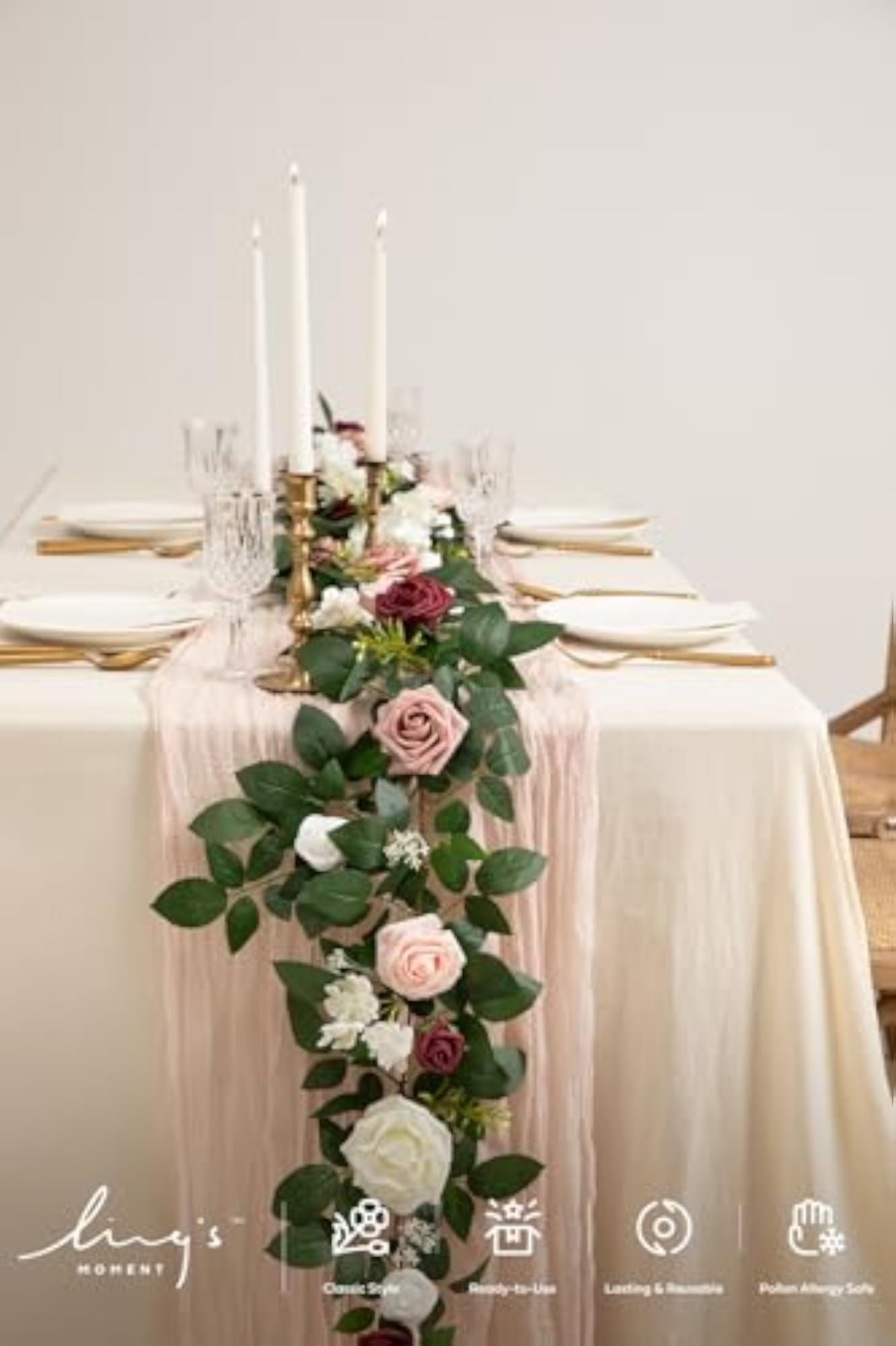 Ling's Flower Garland, 5FT Eucalyptus & Rose