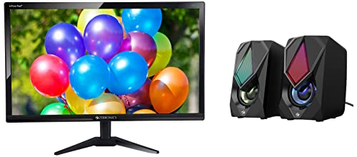 Image of ZEBRONICS A22FHD LED 54.6cm (21.5 inch) 1920x1080 FHD Resolution Monitor with HDMI & Zeb-Warrior II 10 watts 2.0 Multimedia Speaker with RGB Lights, USB Powered, AUX Input, Volume Control Pod